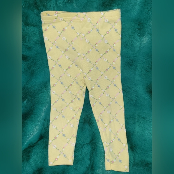 🌸 Vintage Gymboree Well Mannered Yellow Pink Floral Print Leggings 12 18 Months - Picture 1 of 5